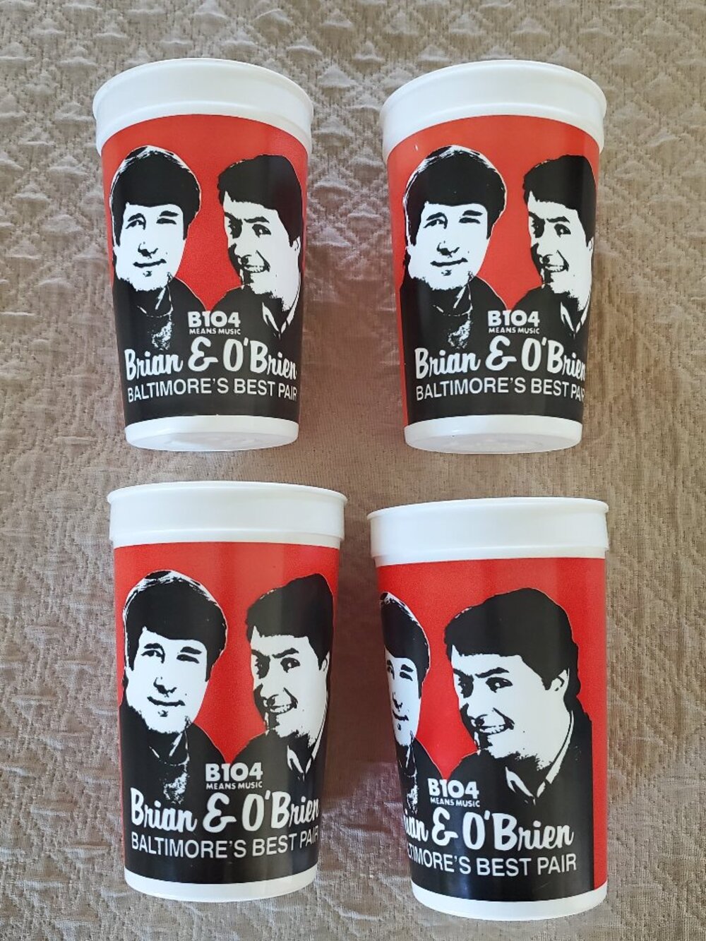 Lot of 4 Baltimore B104 Brian & O'Brien / Subway Plastic Collectible Cups 1980's